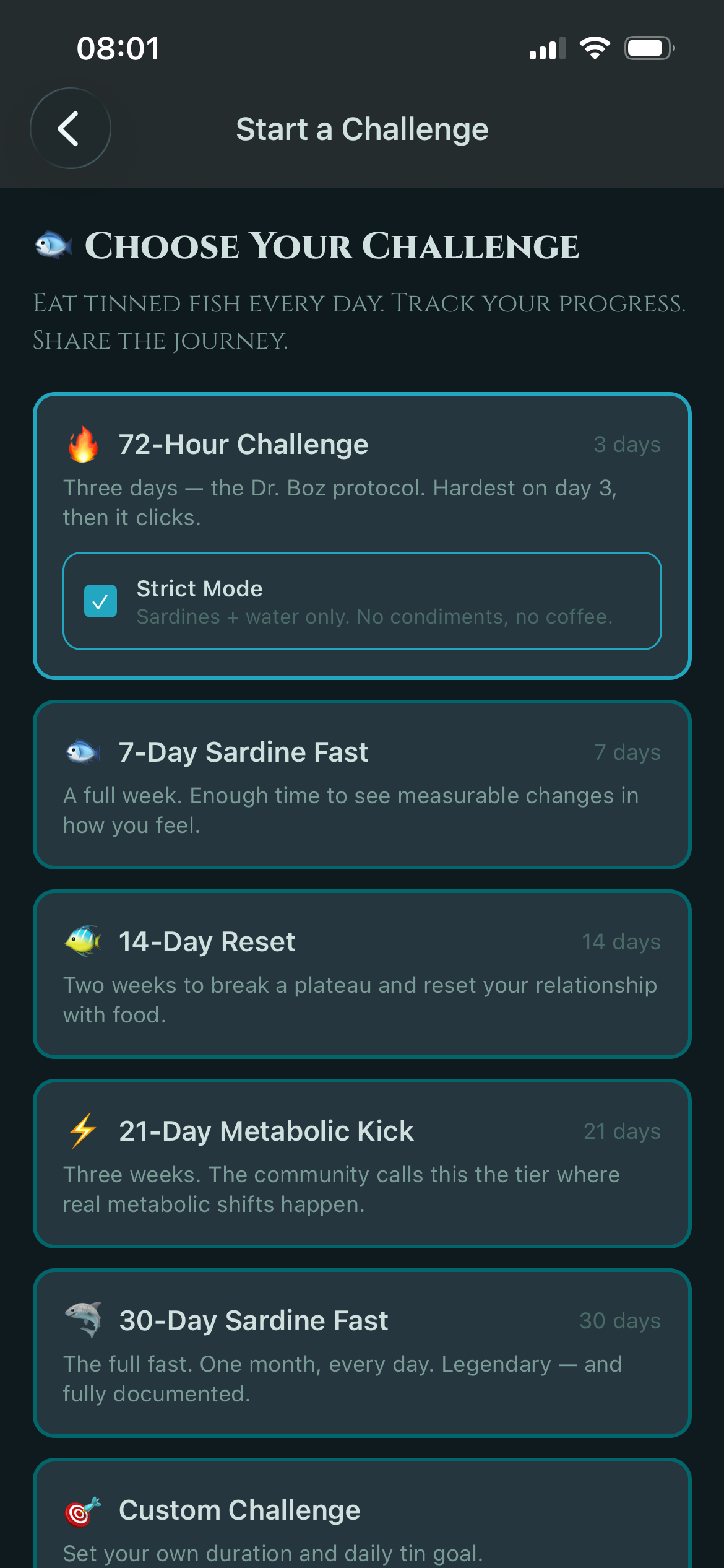Challenge selection